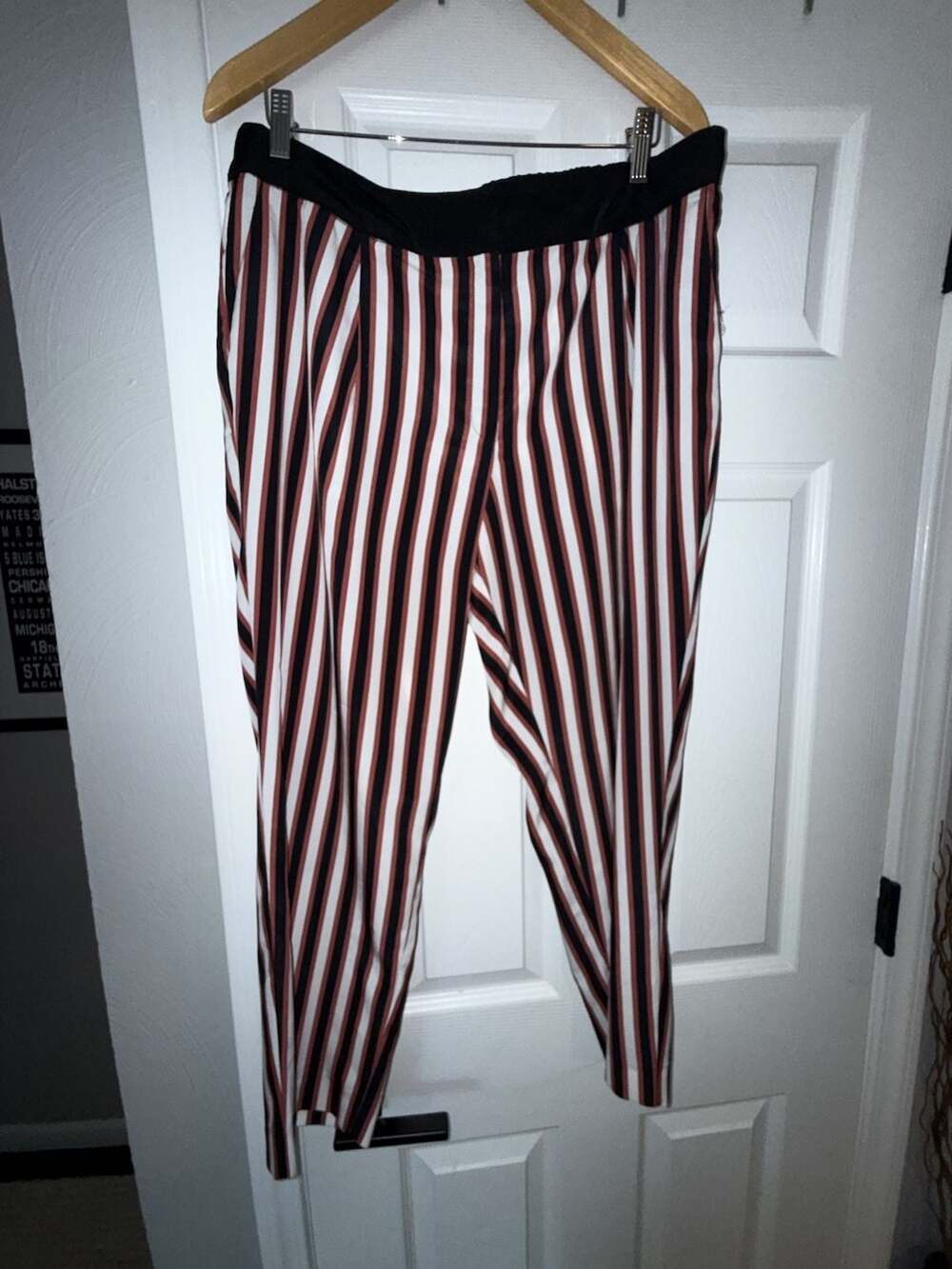 MNG Suit Striped Wide-Leg Trousers Black/Copper/White